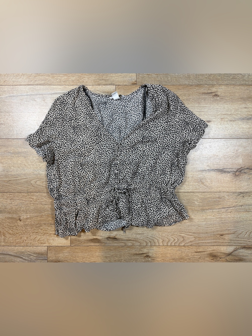 H&M Cream Blouse with Black Abstract Spot Print